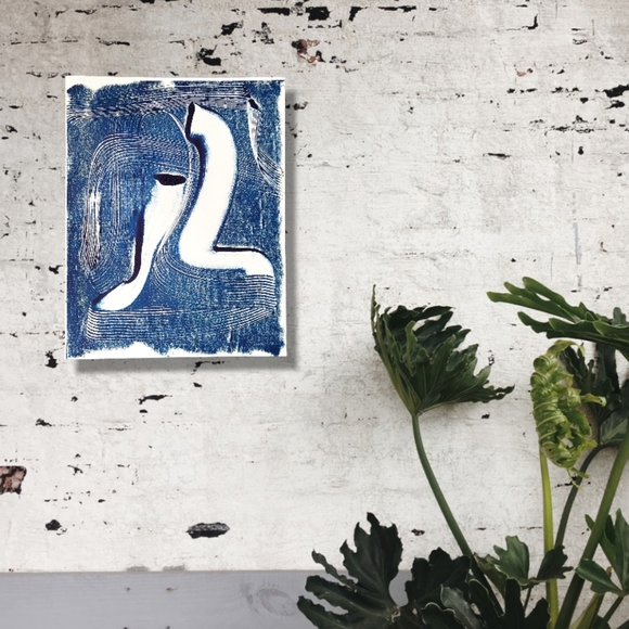 Original Monotype Oil Print "Motherwell" on 11x14 Fine Art Paper - Picture 4 of 4